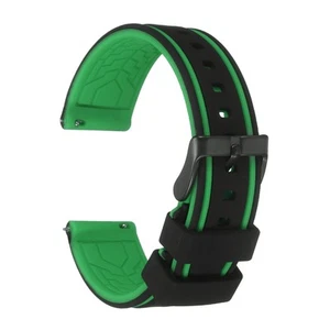 Silicone Watch Bands 20mm Soft Watch Bands with Frosted Buckle, Black Turquoise - Zdjęcie 1 z 6