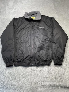 Cabelas Fleece Lined Windbreaker Jacket Mens Medium Black Work Bomber Collared - Picture 1 of 7