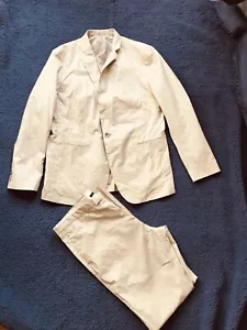 Men’s Suit Theory Lightweight Size Blazer 46 Pants 38 Tan - Picture 1 of 13