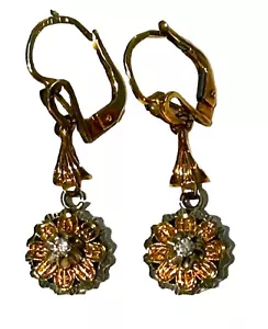 Fine Vintage 18 Kt Gold Diamond Earrings - Picture 1 of 8