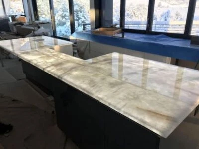 White Crystal Quartz Stone Counter slab, Agate Quartz Kitchen Countertop Deco - Image 1 of 4