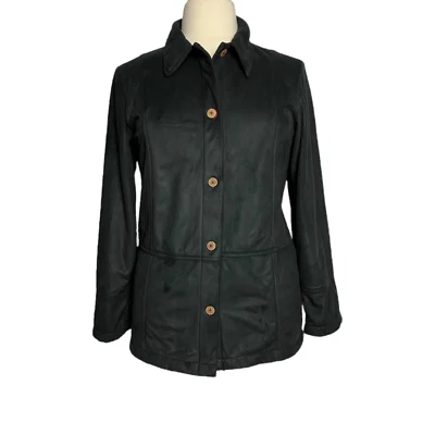 Caribbean Joe Mujer Chaqueta Microfibra Forrada de Vellón Botón Delantero Manga Larga L Foto 1 de 4