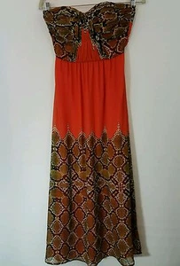 Twelfth Street By CYNHIA VINCENT Dress Size Small Orange Brown Classy Flowy - Picture 1 of 7