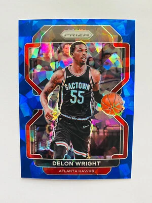 Panini Prizm Delon Wright 2021/125 azul hielo agrietado paralelo Atlanta Hawks Foto 1 de 2