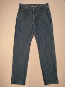 Wrangler Mens 35x34 96501DS Regular Fit Tapered Cotton Blue Jeans - Picture 1 of 11