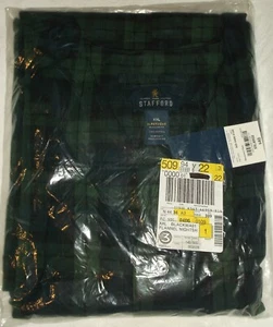 XXL STAFFORD SLEEPWEAR REGULAR FIT MENS FLANNEL NIGHTSHIRT BLACKWATCH PLAID NEW - Picture 1 of 5
