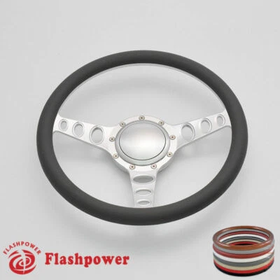 14" Billet Steering Wheel Dark Gray Half Wrap Chevrolet Monte Carlo Camaro GTO - Image 1 of 4