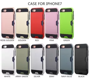 Dual Layer Schutz Stoßfest Panzer Hülle mit Kartenfach für iPhone 7 & 7 Plus - Bild 1 von 20