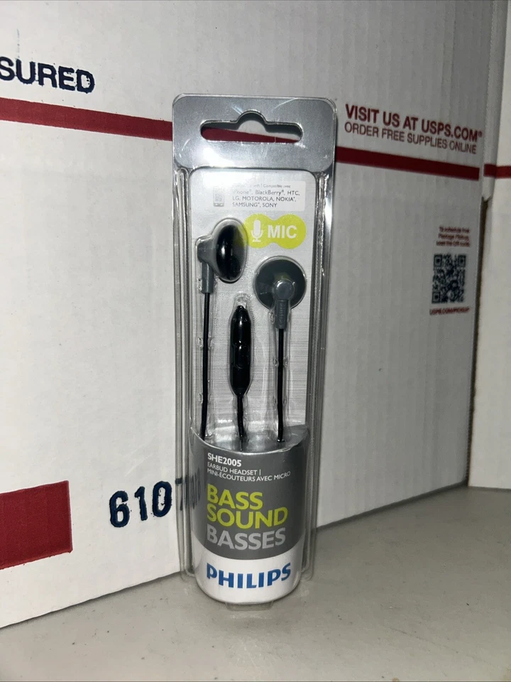 Philips Clear Sound In Ear Headphones With Mic SHE2005 Black  - Image 1 of 1