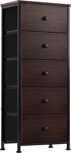 Dresser for Bedroom with 5 Drawers, Faux Leather Chest of Drawers, Sturdy Steel - Picture 1 of 9