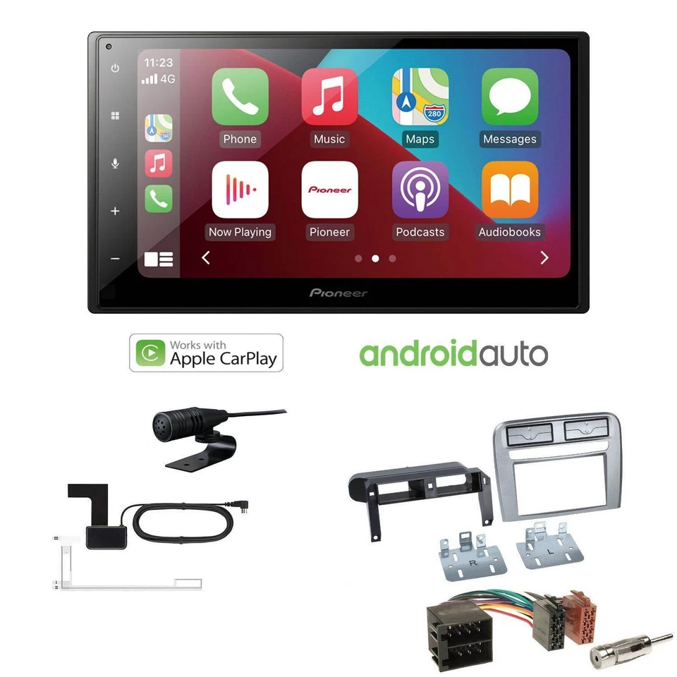 Pioneer Radio Apple CarPlay DAB für Fiat Grande Punto 2005-2010 anthrazit