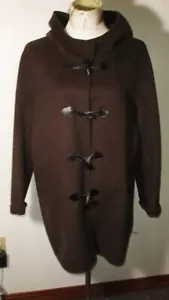 Women's J. JILL Brown Wool Angora Rabbit Hair Hooded Coat Size S/M - Picture 1 of 6