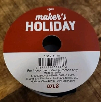  Makers Holiday Ribbon Roll Wire Edge 1.5"x30' Green / Black (NEW) - Image 1 of 3