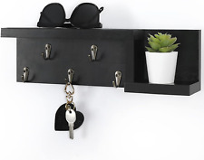 Decorative Key Holder for Wall with Shelf, Entryway Shelf with Hooks Holds Leash