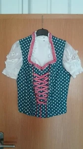 Country Line Trachten Mieder Corsage jeansblau weiß getupft Dots Gr. 40 *neu* - Bild 1 von 8