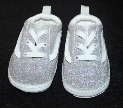 Baby girls VANS silver sparklie slip on shoes sneakers Size 3 - Image 1 of 4