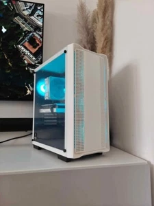 White Gaming PC Intel Core i7 RX 6650XT 16GB RAM 500GB SSD Win10 WiFi - Afbeelding 1 van 8