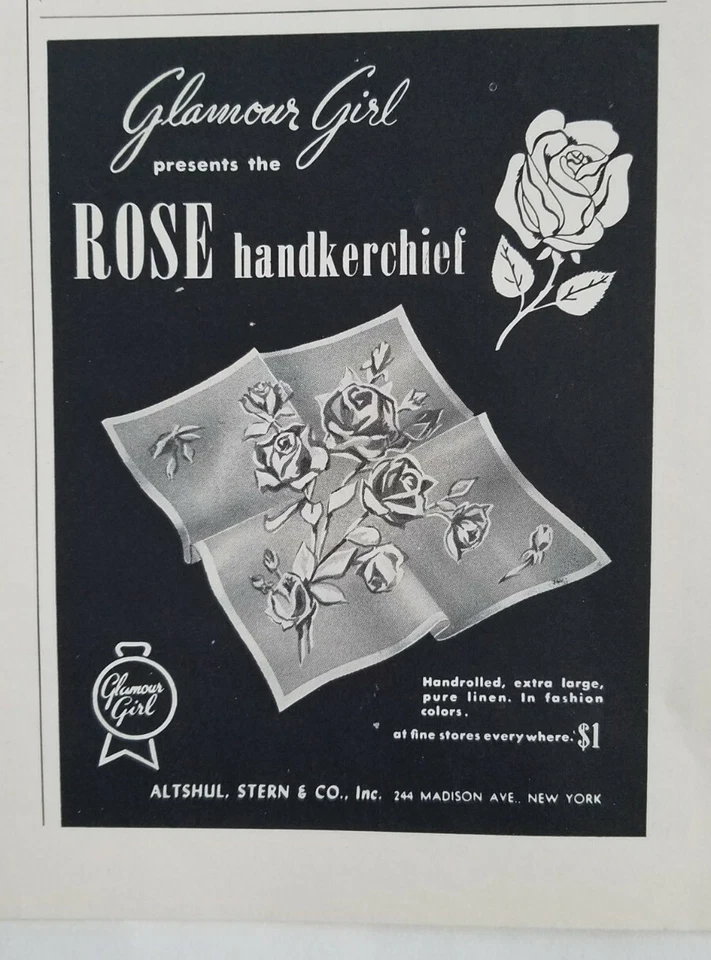 1949 Mujer Glamour Girl Pañuelo Rosa Patrón Vintage Moda Anuncio Foto 1 de 1