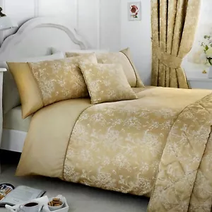 Serene JASMINE Champagne Gold Jacquard Bedroom & Curtains Collection - Picture 1 of 6