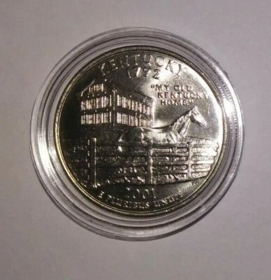 2001 D - Kentucky State Quarter (UNCIRCULATED) + COIN CAPSULE!  - Image 1 of 2