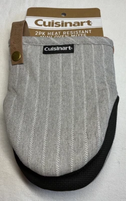 CUISINART MINI GUANTES GRIS BLANCO RAYAS POLIÉSTER ALGODÓN SILICONA AGARRE NUEVO CON ETIQUETAS Foto 1 de 2