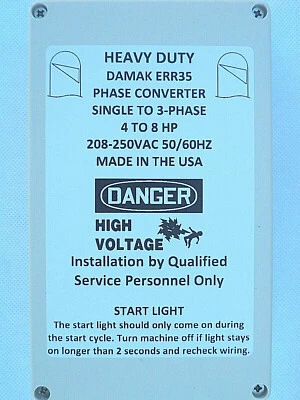 Schwerlast 4-8 PS statischer Phasenwandler 208-250 V Mühle Bohrsäge flüssigkeitsdicht 35 - Bild 1 von 4