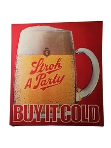 Vintage Strohs Beer Sign Stick On - A Party Buy It Cold Detroit Peel Fasson 10X9 - Picture 1 of 3