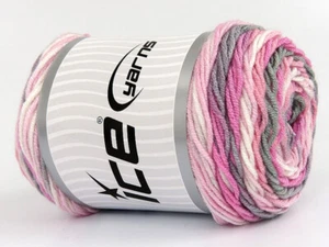 3-Skein Lot Baby Dream Batik Yarn Light 3x100g/250m Pink Grey Grey White - Picture 1 of 4