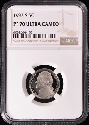 1992-S Jefferson Nickel NGC PF 70 ULTRA CAMEO - Image 1 of 2