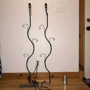 49.5” Black Scroll Branch Twigs Plug In Sconce Light Lamp Wall Mount  Set Pair