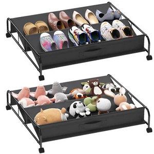 Under Bed Shoe Storage with Wheels, Sturdy Metal Frame & Durable Oxford Cloth - Picture 1 of 25