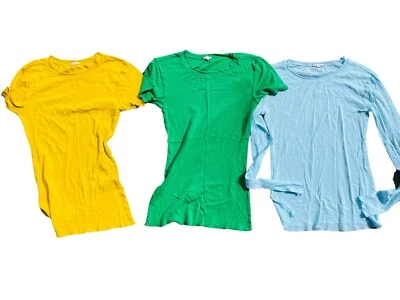 Lote de camisetas vintage de lino J.Crew verde amarillo azul. Talla XS Foto 1 de 4