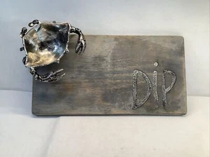 Wooden Serving Tray / Charcuterie, with Metal Crab serving bowl - Picture 1 of 3