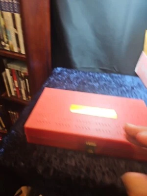 Vintage Red Travel Game Set, checkers, chess, cribbage, backgammon, dominos@R - Image 1 of 4