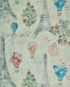 45" x 55" David Textiles Beige Multicolor Paris Images Sewing Material - Picture 1 of 5