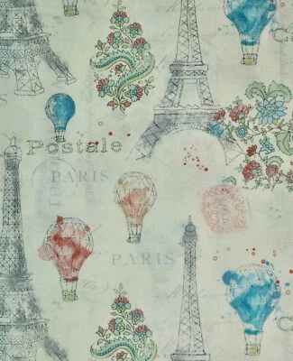45" x 55" David Textiles Beige Multicolor Paris Images Sewing Material - Image 1 of 4