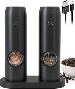 2PCS Electric Salt And Pepper Grinder Set, Rechargeable Salt & Pepper Mill NEW - Picture 1 of 18