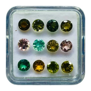 12 Pcs Natural Tourmaline 4.5mm Round Cut Multi Color Loose Gemstones 4.98 Cts - Picture 1 of 8