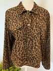 Vintage DAVID PAUL NEW YORK Womens Size Large Brown Animal Print Buttoned Jacket