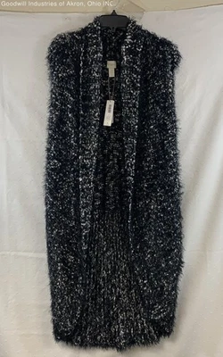 Chico's Mujer Nuevo con Etiquetas Negro Crudo Acogedor Terri Pestañas Tejido Plumero Cárdigan Chaleco Talla 4 Foto 1 de 4