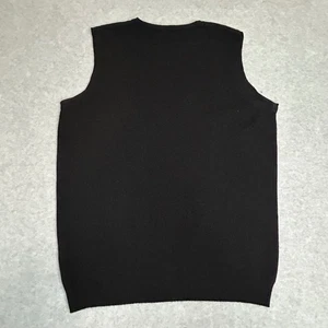 Herren Schwarz 100% Kaschmir Pullover Weste Gr. L Ärmellos Strick Lagenlook - Bild 1 von 6