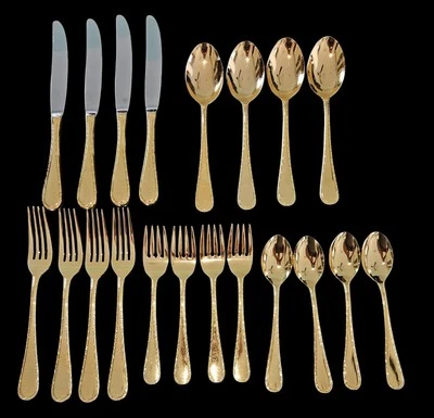 Vtg Towle Supreme Cutlery Stainless Gold Color Electroplated Service for 4 - Image 1 of 4