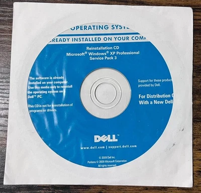 Dell Microsoft Windows XP Professional SP3 Reinstallation CD, New - Image 1 of 2