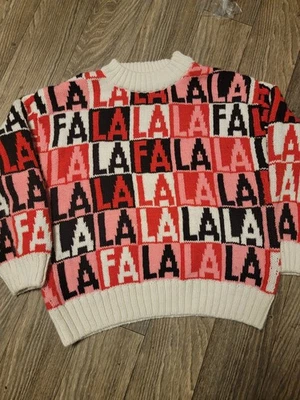  H&M Fa La La Jacquard-Knit Wool-Blend Sweater Pink/Black/Red/White Size XL - Image 1 of 4