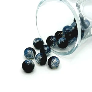 10mm Black and Clear Crackle Glass Beads - US Seller - Picture 1 of 3