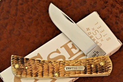 CUCHILLO DE HUESO CASE XX EE. UU. ÁMBAR QUEMADO TOSTADO ROGERS SODBUSTER JR CARBONO 2025 27354 Foto 1 de 4