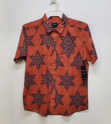 Camisa tejida RVCA HOLIDAYIST para hombre S/S - marrón sello - mediana - nueva con etiquetas Foto 1 de 4