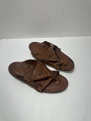 Mens Kolhapuri Leather Jutti Mojari traditional Flat Shoes US Sz 4 - Wom 6 Brown - Image 1 of 4