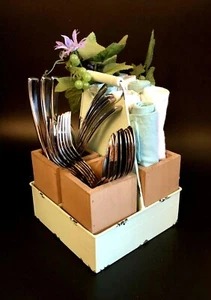 4-teiliges Caddy Set Holz & Metall PARTYGESCHENK rustikal schick, Anlass, Kunsthandwerk - Bild 1 von 8