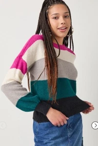 Maglione pullover Teddy a righe Lisa Francesca's nuovo con etichetta - Taglia X Large - Foto 1 di 4